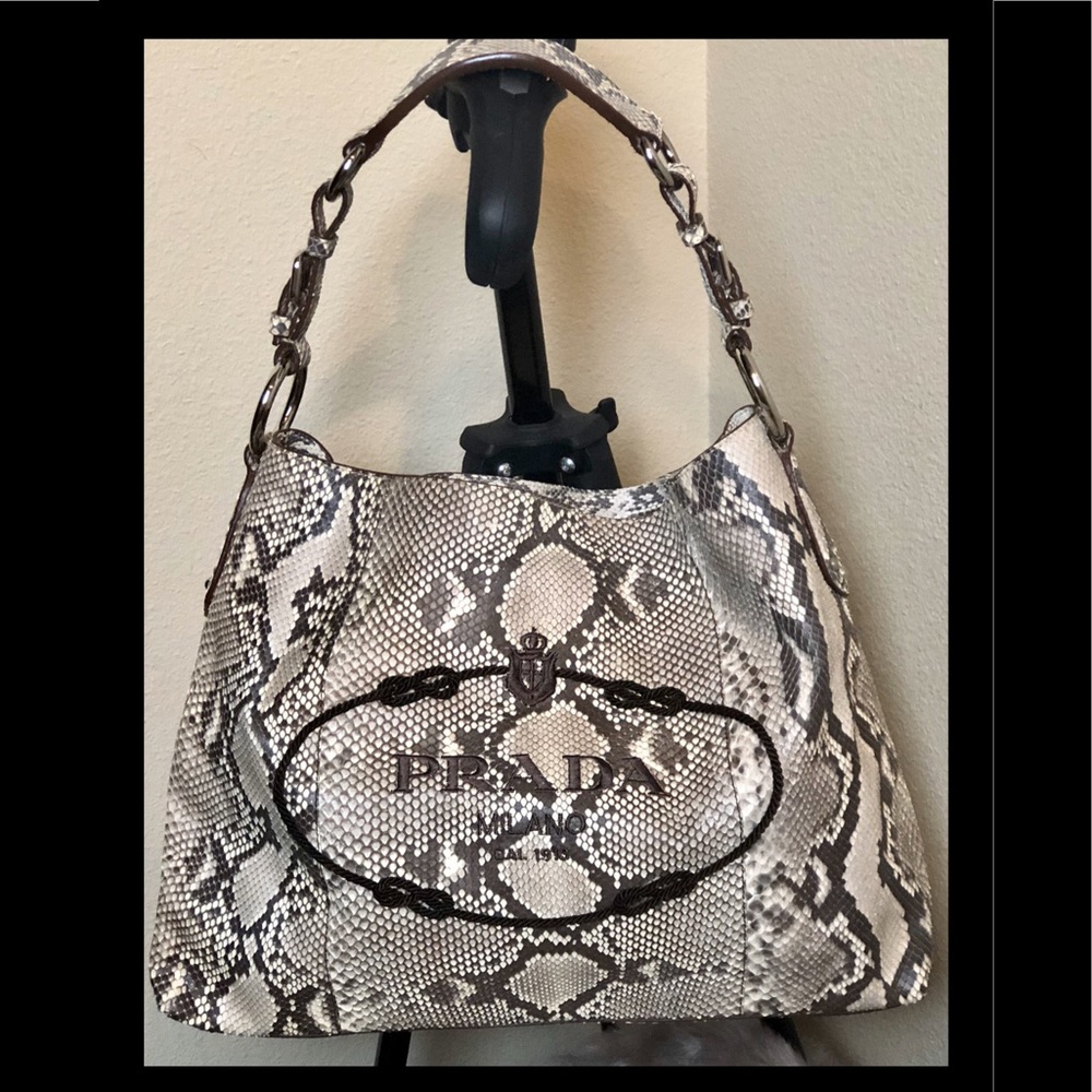 VTG Prada Pitone Python Tote with Logo Pristine